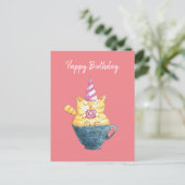 ハッピーバースデー!/おもしろい猫スケッチ ポストカード (スタンド正面)