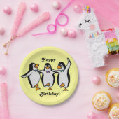 ハッピーバースデー!おもしろい踊りペンギン ペーパープレート (パーティー)
