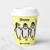 ハッピーバースデー!おもしろい踊りペンギン 紙コップ (裏面)