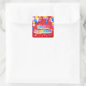 ハッピーバースデー、おもしろい、フェスティバル スクエアシール (バッグ)