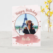 ハッピーバースデー! |お客様の写真と金属製のバラ金ゴールド カード (黄色い花)