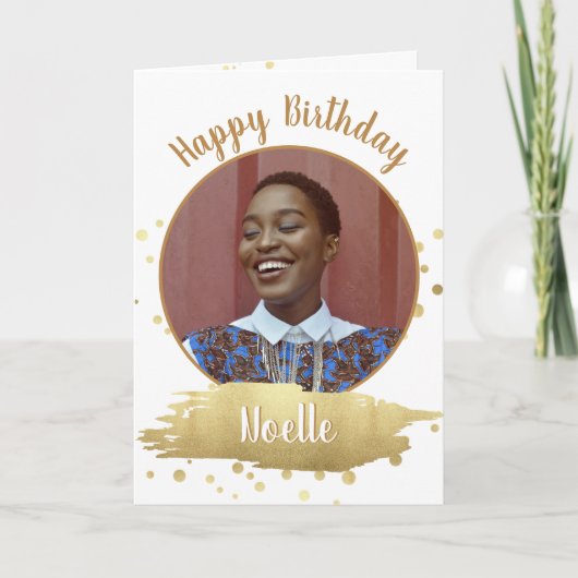 ハッピーバースデー! |お客様の写真と金属製の金ゴールドカード カード (正面)