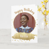 ハッピーバースデー! |お客様の写真と金属製の金ゴールドカード カード (黄色い花)