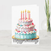 ハッピーバースデー |お楽しむ客様のケーキ カード (正面)