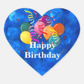 ハッピーバースデー、お祝いバルーン、 ハートシール (正面)