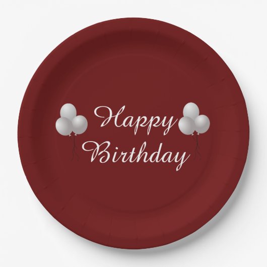 ハッピーバースデー、お祝いバルーン ペーパープレート (正面)