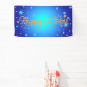 ハッピーバースデー、お祝い金ゴールド、青 横断幕 (インサイチュ)