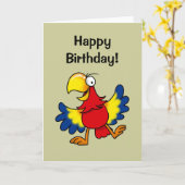 ハッピーバースデー(かわいいオウム) カード (黄色い花)