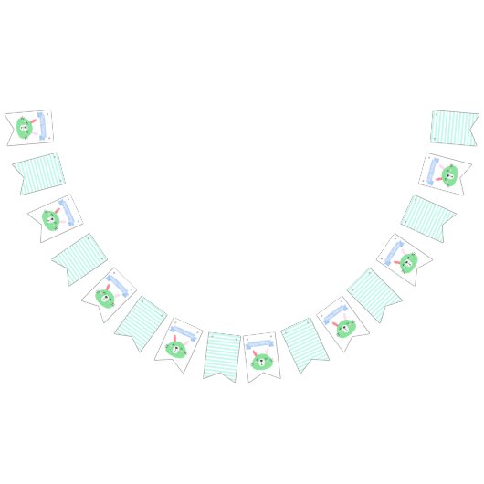 ハッピーバースデー! |かわいいグリーンバニー子供の誕生日 バンティングフラッグ (全)