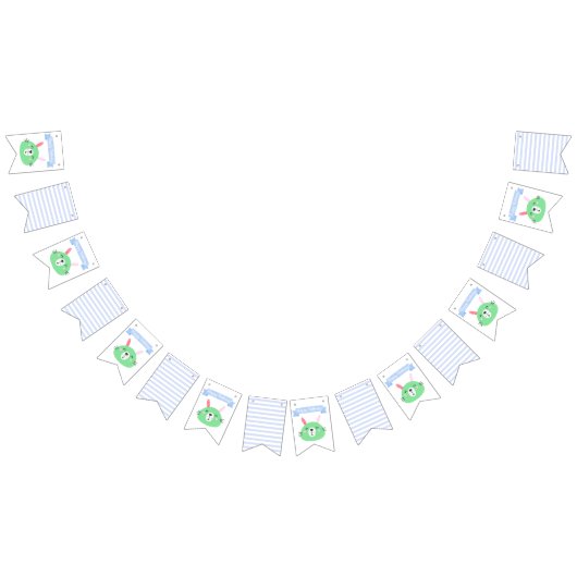 ハッピーバースデー! |かわいいグリーンバニー子供の誕生日 バンティングフラッグ (全)