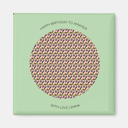 ハッピーバースデー、かわいいケニアヒョウ柄 マグネット (正面)