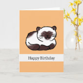 ハッピーバースデー(かわいいシャム猫) カード (黄色い花)