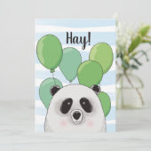 ハッピーバースデー。かわいいパンダ。青緑色の動物 (スタンド正面)