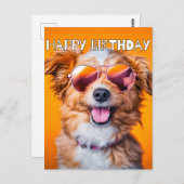 ハッピーバースデー かわいいパーティー アニマル ポストカード (正面/裏面)