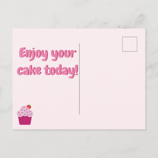 ハッピーバースデー – かわいいピンクのストロベリーショートケーキ ポストカード (裏面)