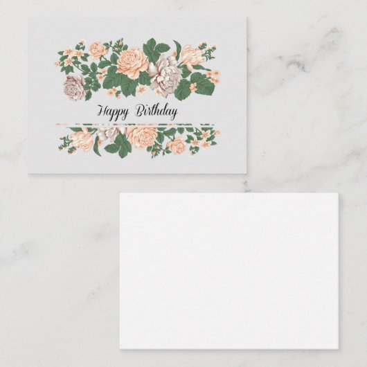 ハッピーバースデー – かわいいフローラ誕生日ノートカード ノートカード (正面/裏面)