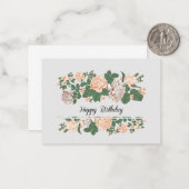 ハッピーバースデー – かわいいフローラ誕生日ノートカード ノートカード (正面/裏面インサイチュ)