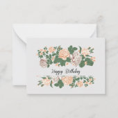 ハッピーバースデー – かわいいフローラ誕生日ノートカード ノートカード (正面)
