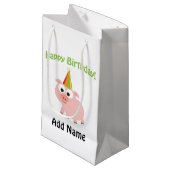 ハッピーバースデー! かわいいブタ スモールペーパーバッグ (正面アングル)