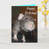 ハッピーバースデー!かわいいブルーラットカード カード (黄色い花)