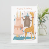 ハッピーバースデー。かわいい動物。キリンおもしろいク (スタンド正面)
