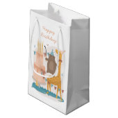 ハッピーバースデー。かわいい動物。キリンおもしろいク スモールペーパーバッグ (裏面アングル)