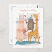 ハッピーバースデー。かわいい動物。キリンおもしろいク ポストカード (正面/裏面)