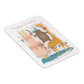 ハッピーバースデー。かわいい動物。キリンおもしろいク マグネット (右側)