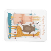 ハッピーバースデー。かわいい動物。キリンおもしろいク マグネット (横)