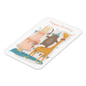 ハッピーバースデー。かわいい動物。キリンおもしろいク マグネット (左側)