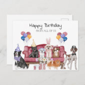 ハッピーバースデー かわいい子犬たち ポストカード (正面/裏面)