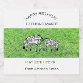 ハッピーバースデー、かわいい幸せなケニアゼブラス スパークリングワインラベル (シングルラベル)