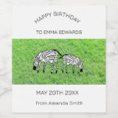 ハッピーバースデー、かわいい幸せなケニアゼブラス ワインラベル (シングルラベル)