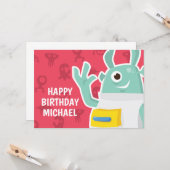 ハッピーバースデー |かわいい怖い怪物 カード (正面/裏面インサイチュ)