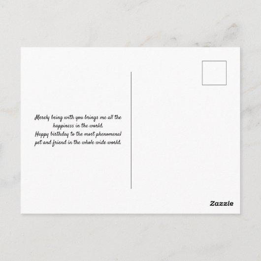 ハッピーバースデー かわいい犬 ケーキ 水玉模様 ポストカード (裏面)