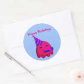 ハッピーバースデー – かわいい絵文字キャラクター ラウンドシール (封筒)