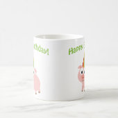 ハッピーバースデー!かわいい豚 コーヒーマグカップ (中央)