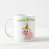 ハッピーバースデー!かわいい豚 コーヒーマグカップ (左)