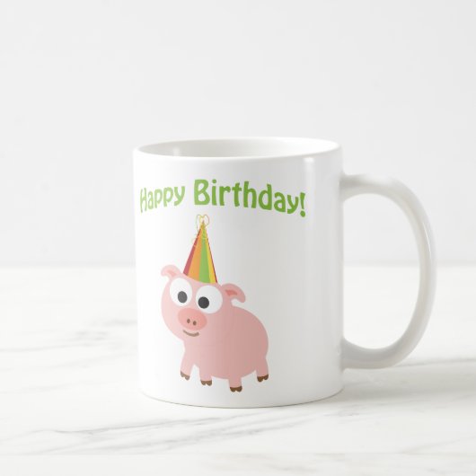 ハッピーバースデー!かわいい豚 コーヒーマグカップ (右)