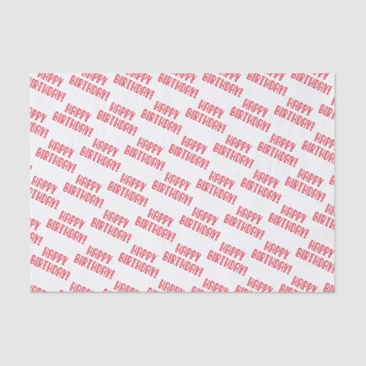 ハッピーバースデー!かわいい赤いハートタイポグラフィ 薄葉紙 (正面)