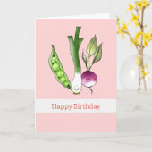 ハッピーバースデー(かわいい野菜) カード (黄色い花)