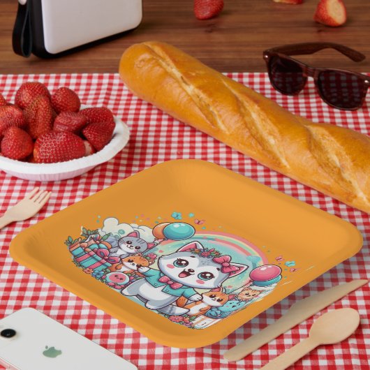 ハッピーバースデー、かわいこちゃんパイ ペーパープレート (ピクニック)