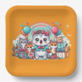 ハッピーバースデー、かわいこちゃんパイ ペーパープレート (正面)