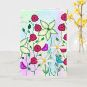 ハッピーバースデー、かわいらしフローラウォーター・カラー・カード カード (黄色い花)