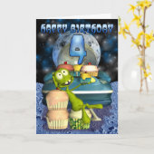 ハッピーバースデー、この世界のうち、カップ付きエイリアン カード (黄色い花)