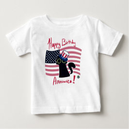 ハッピーバースデー、にゃメリカ・パトリオティックキットカット ベビーTシャツ
