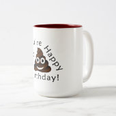 …ハッピーバースデー|のおもしろいなウンチのemojiとして古いです ツートーンマグカップ (正面右)
