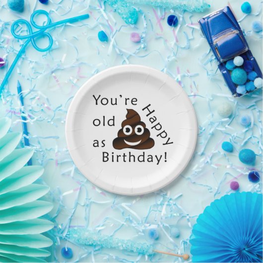 …ハッピーバースデー|のおもしろいなウンチのemojiとして古いです ペーパープレート (パーティー)