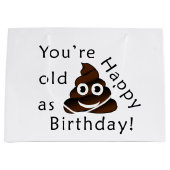 …ハッピーバースデー|のおもしろいなウンチのemojiとして古いです ラージペーパーバッグ (正面)