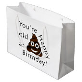 …ハッピーバースデー|のおもしろいなウンチのemojiとして古いです ラージペーパーバッグ (裏面アングル)